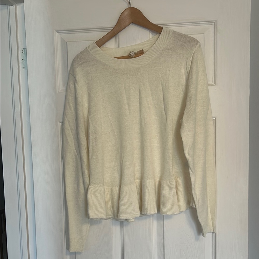 H&M Cream Ribbed Long Sleeve Sweater